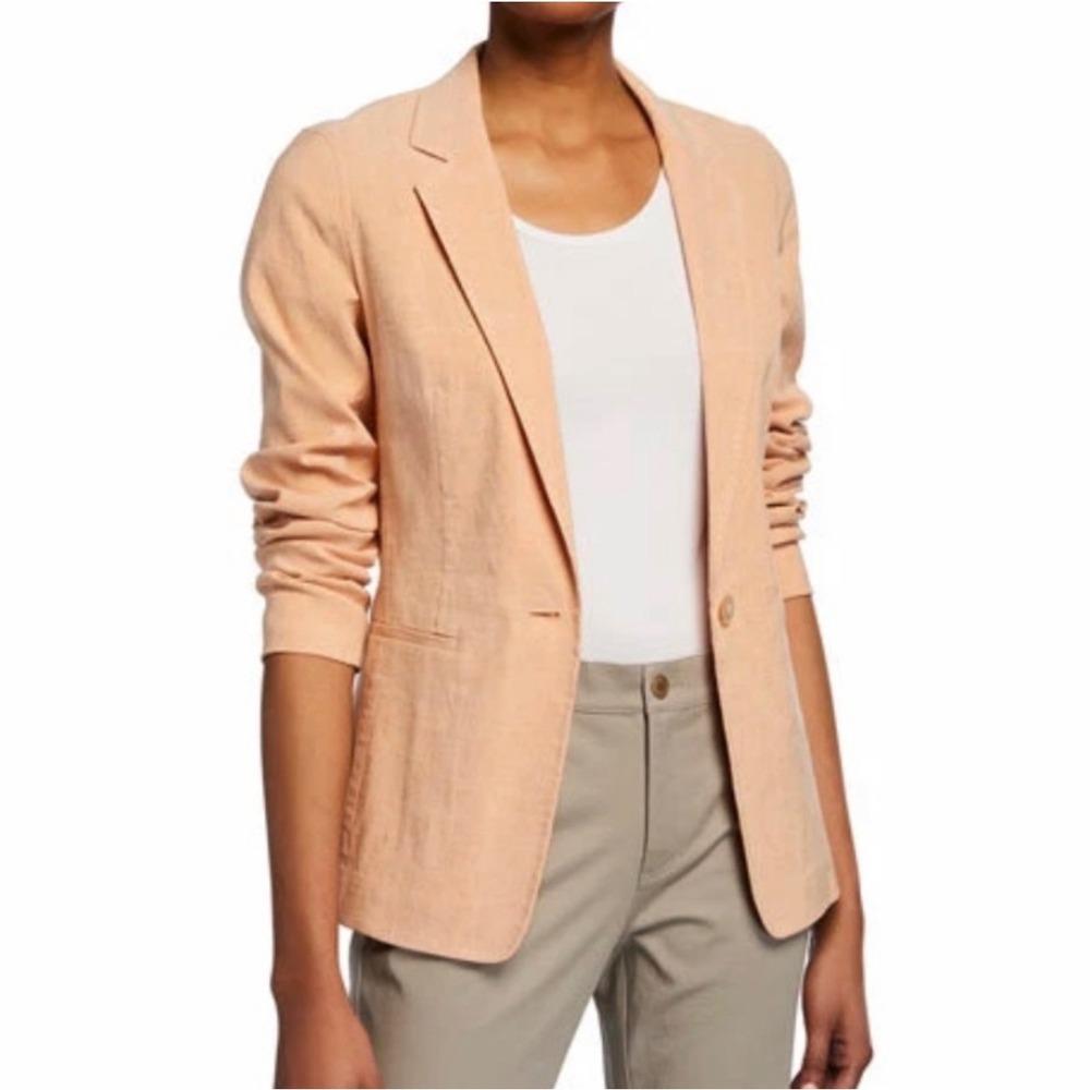 Lafayette 148 New York Linen Blend Lyndon Jacket In Creamsicle Melange Size 10